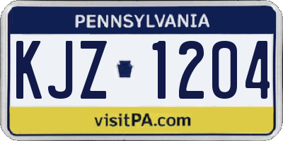 PA license plate KJZ1204