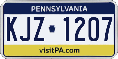 PA license plate KJZ1207