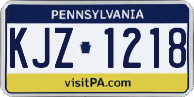 PA license plate KJZ1218