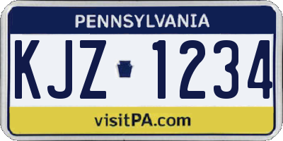 PA license plate KJZ1234