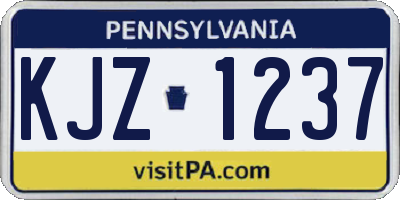 PA license plate KJZ1237