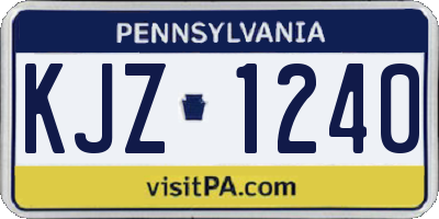 PA license plate KJZ1240