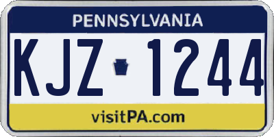 PA license plate KJZ1244