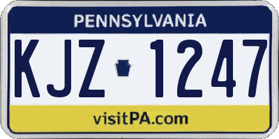 PA license plate KJZ1247