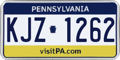 PA license plate KJZ1262