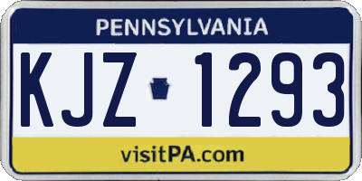 PA license plate KJZ1293