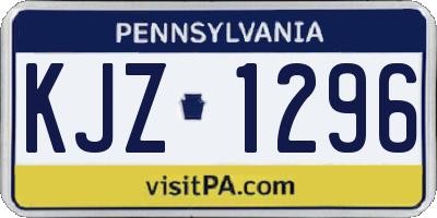 PA license plate KJZ1296