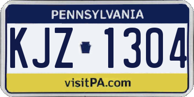 PA license plate KJZ1304