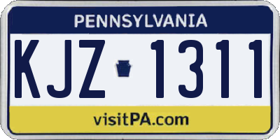PA license plate KJZ1311