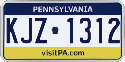 PA license plate KJZ1312