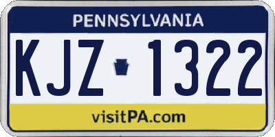 PA license plate KJZ1322