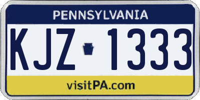 PA license plate KJZ1333