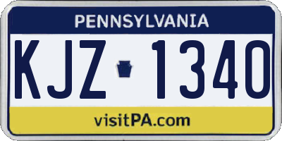 PA license plate KJZ1340