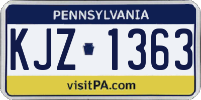 PA license plate KJZ1363