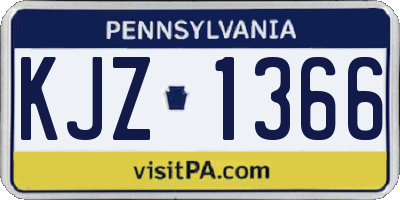 PA license plate KJZ1366