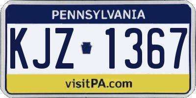 PA license plate KJZ1367