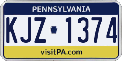 PA license plate KJZ1374