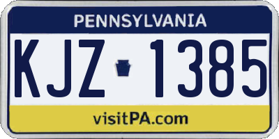 PA license plate KJZ1385