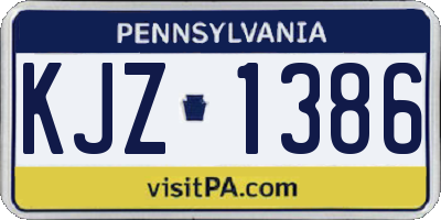 PA license plate KJZ1386