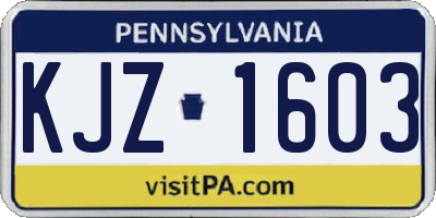PA license plate KJZ1603
