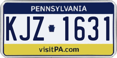 PA license plate KJZ1631