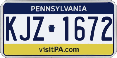 PA license plate KJZ1672
