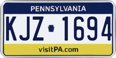 PA license plate KJZ1694