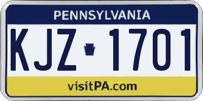PA license plate KJZ1701
