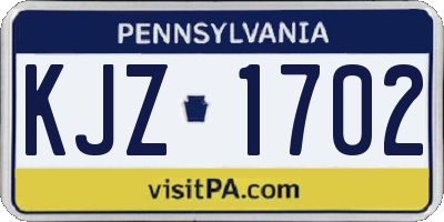 PA license plate KJZ1702