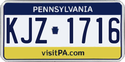 PA license plate KJZ1716