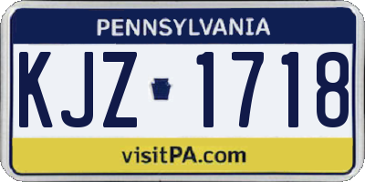 PA license plate KJZ1718