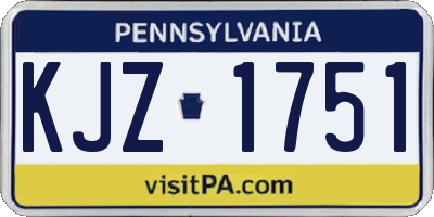 PA license plate KJZ1751