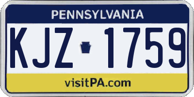 PA license plate KJZ1759