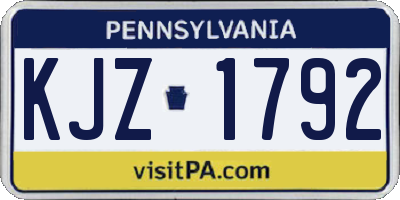 PA license plate KJZ1792
