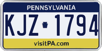 PA license plate KJZ1794