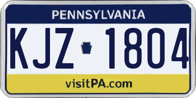 PA license plate KJZ1804