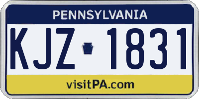 PA license plate KJZ1831