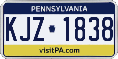 PA license plate KJZ1838