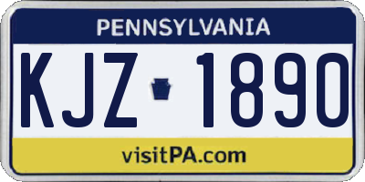 PA license plate KJZ1890