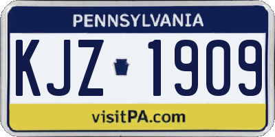 PA license plate KJZ1909