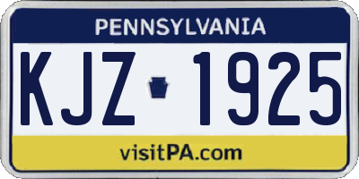 PA license plate KJZ1925