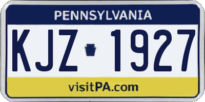 PA license plate KJZ1927