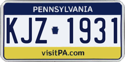 PA license plate KJZ1931