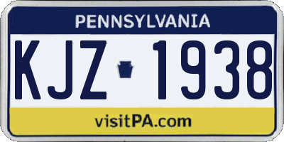 PA license plate KJZ1938