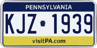 PA license plate KJZ1939