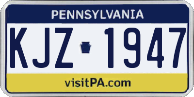 PA license plate KJZ1947