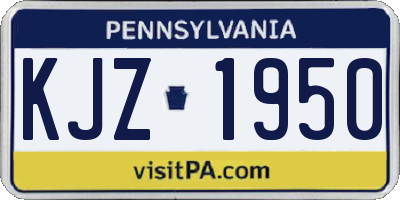 PA license plate KJZ1950
