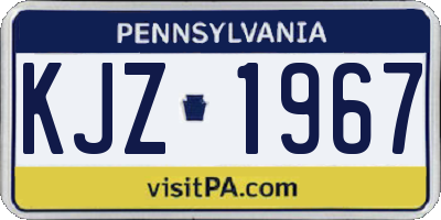 PA license plate KJZ1967