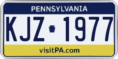 PA license plate KJZ1977