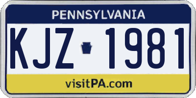 PA license plate KJZ1981